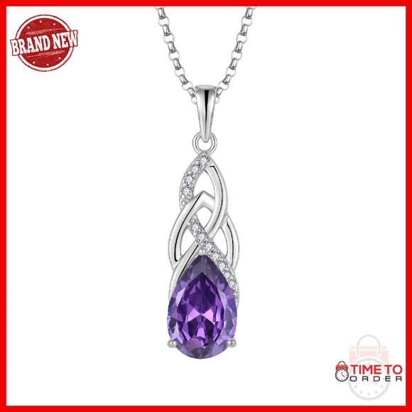 Sterling Silver Celtic Knot Infinity Necklace with Birthstone Pendant